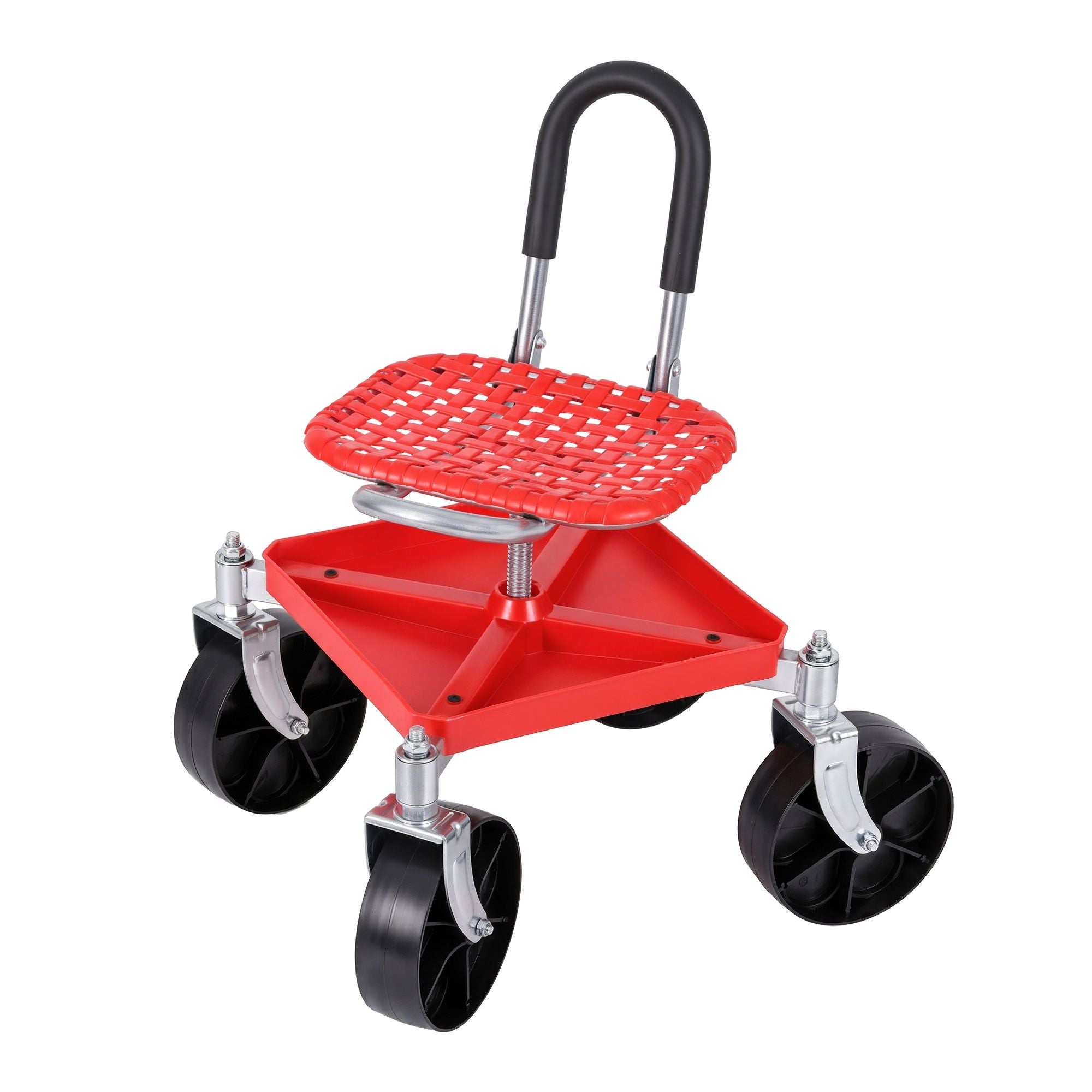 Gardeon Garden Cart Seat Rolling Stool 360 Swivel Height Adjustable Heavy Duty Red