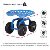 Kid's Tables, Chairs & Seats: Gardeon Garden Seat 360 Swivel Rolling Adjustable Height Work Scooter Cart Wheels Heavy Duty 150kg