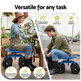 Kid's Tables, Chairs & Seats: Gardeon Garden Seat 360 Swivel Rolling Adjustable Height Work Scooter Cart Wheels Heavy Duty 150kg