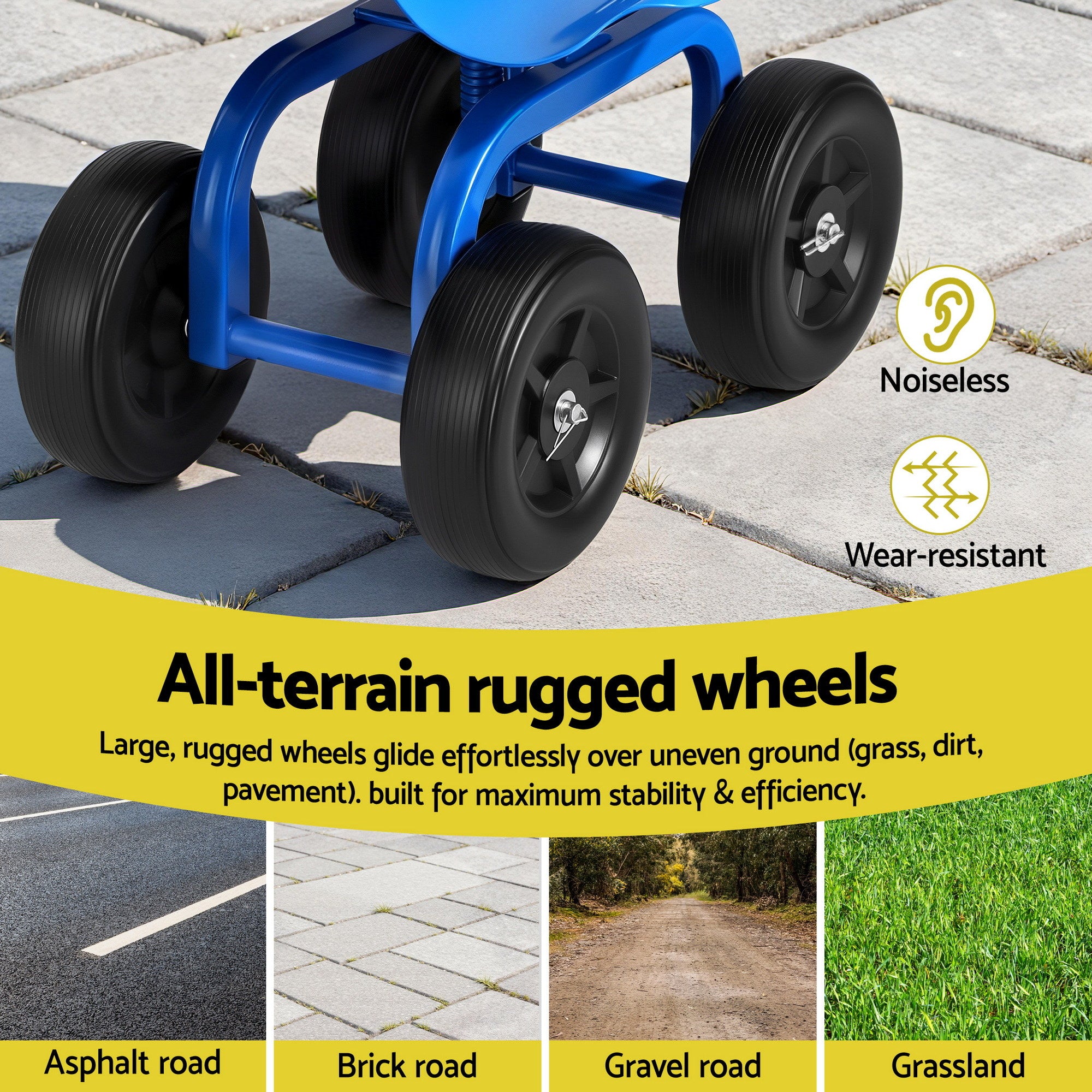 Kid's Tables, Chairs & Seats: Gardeon Garden Seat 360 Swivel Rolling Adjustable Height Work Scooter Cart Wheels Heavy Duty 150kg
