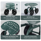 Kid's Tables, Chairs & Seats: Gardeon Garden Seat 360 Swivel Rolling Adjustable Height Work Scooter Cart Wheels Heavy Duty 150kg
