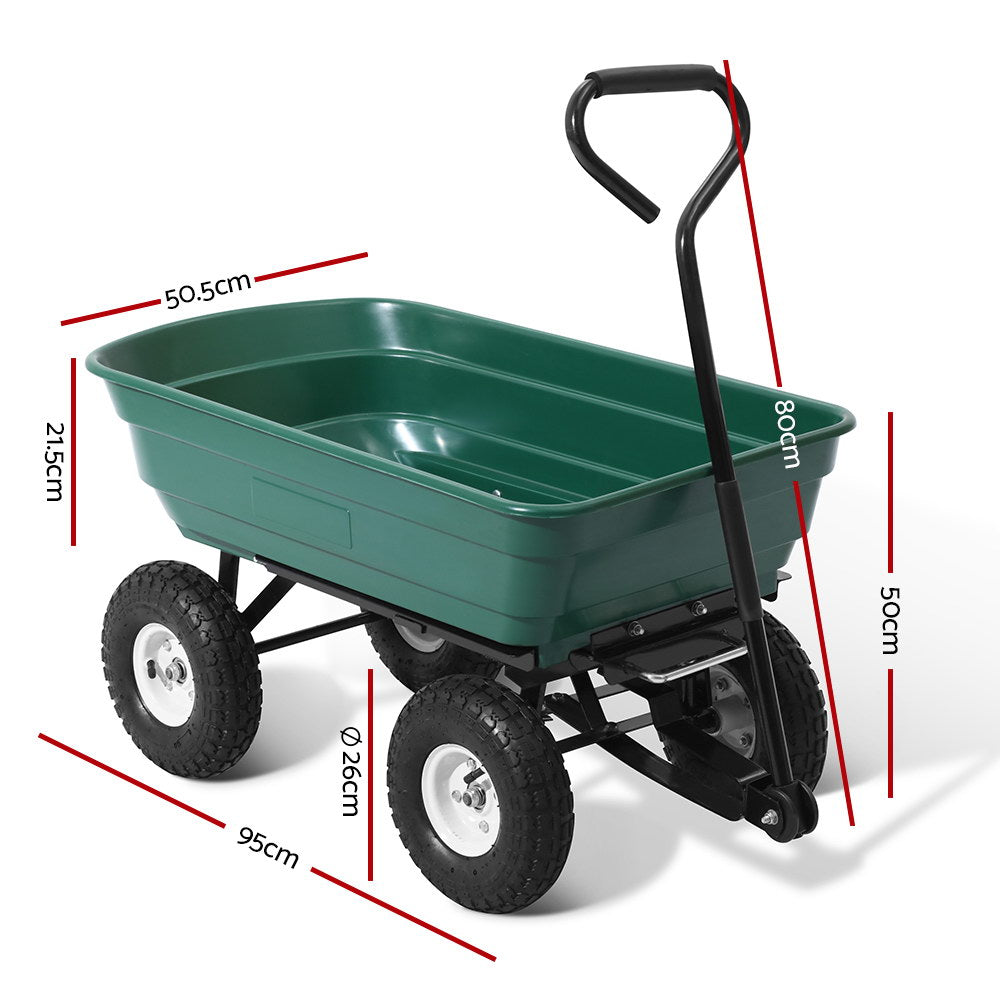 Spreaders & Wheelbarrows: Gardeon Garden Cart Dump 270kg Hand Trailer Trolley Wagon Wheelbarrow Pull 75L