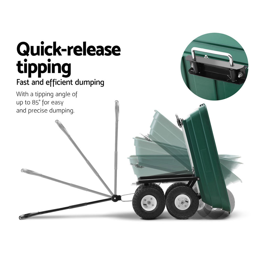 Spreaders & Wheelbarrows: Gardeon Garden Cart Dump 270kg Hand Trailer Trolley Wagon Wheelbarrow Pull 75L