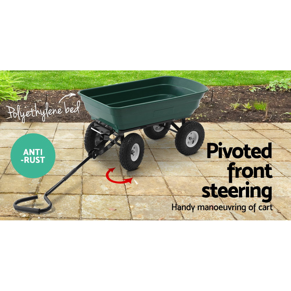 Spreaders & Wheelbarrows: Gardeon Garden Cart Dump 270kg Hand Trailer Trolley Wagon Wheelbarrow Pull 75L