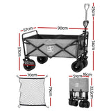 Outdoor Storage Boxes: Gardeon Garden Cart with Cargo Net Grey