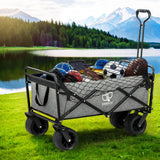 Outdoor Storage Boxes: Gardeon Garden Cart with Cargo Net Grey