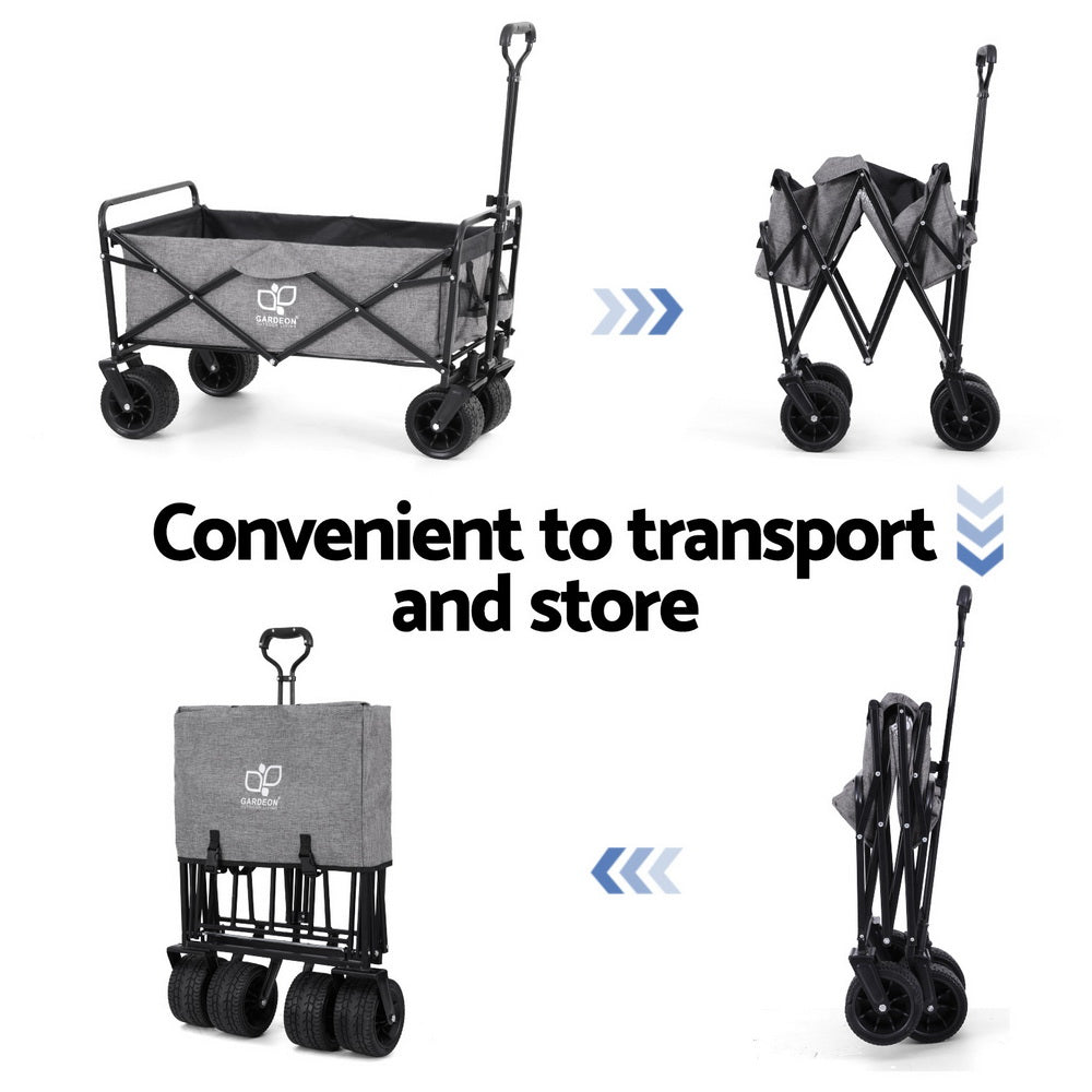 Outdoor Storage Boxes: Gardeon Garden Cart with Cargo Net Grey