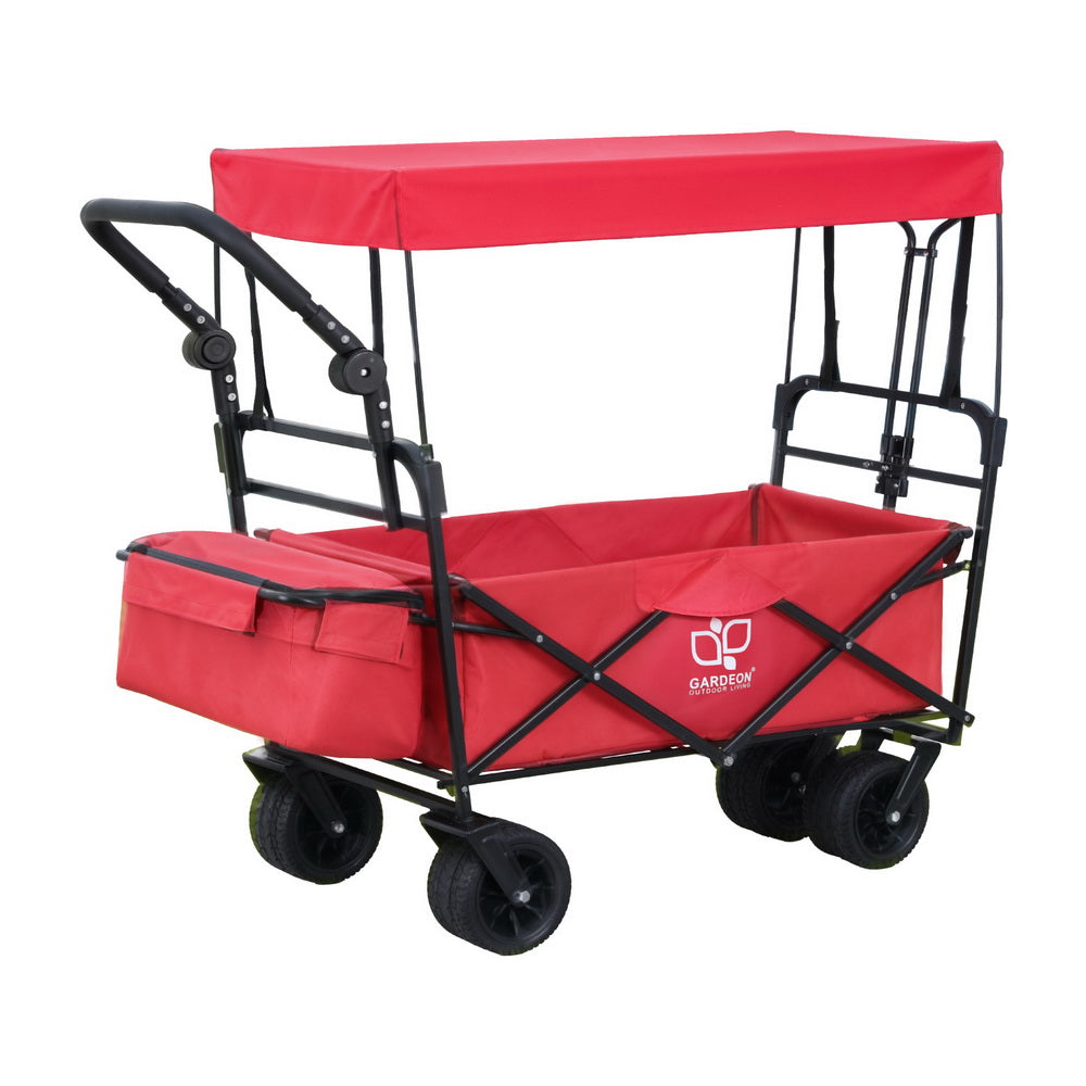 Kitchen & Dining Trolleys: Gardeon Garden Cart with Removable Canopy Red