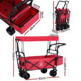 Kitchen & Dining Trolleys: Gardeon Garden Cart with Removable Canopy Red