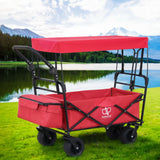 Kitchen & Dining Trolleys: Gardeon Garden Cart with Removable Canopy Red