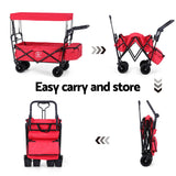 Kitchen & Dining Trolleys: Gardeon Garden Cart with Removable Canopy Red