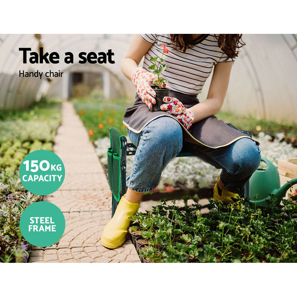 Outdoor Benches: Gardeon Garden Kneeler 3-in-1 Padded Seat Stool Outdoor Bench Knee Pad Foldable