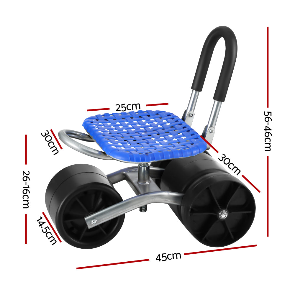 Outdoor Play Equipment: Gardeon Garden Stool Seat Foldable with Wheels Blue