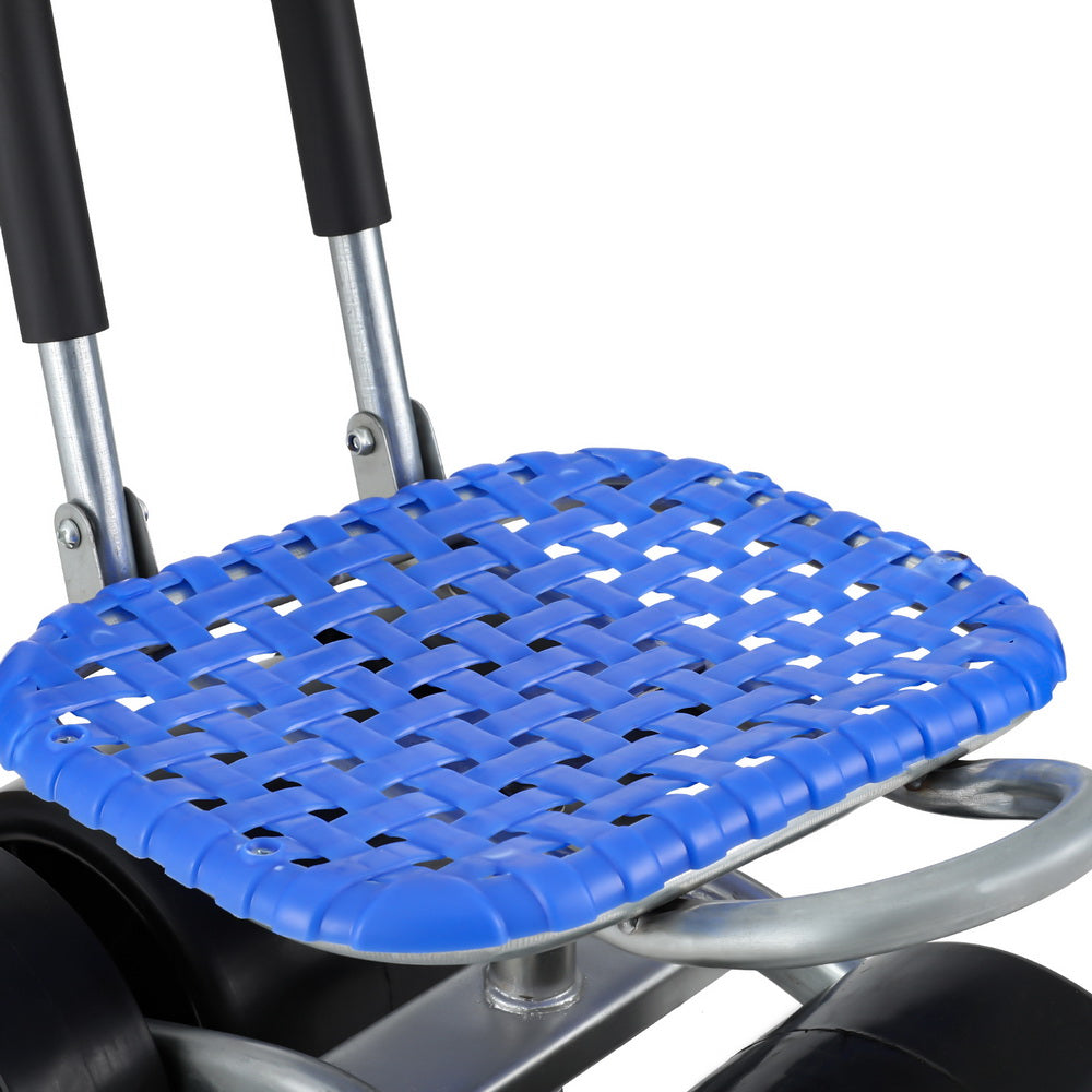 Outdoor Play Equipment: Gardeon Garden Stool Seat Foldable with Wheels Blue
