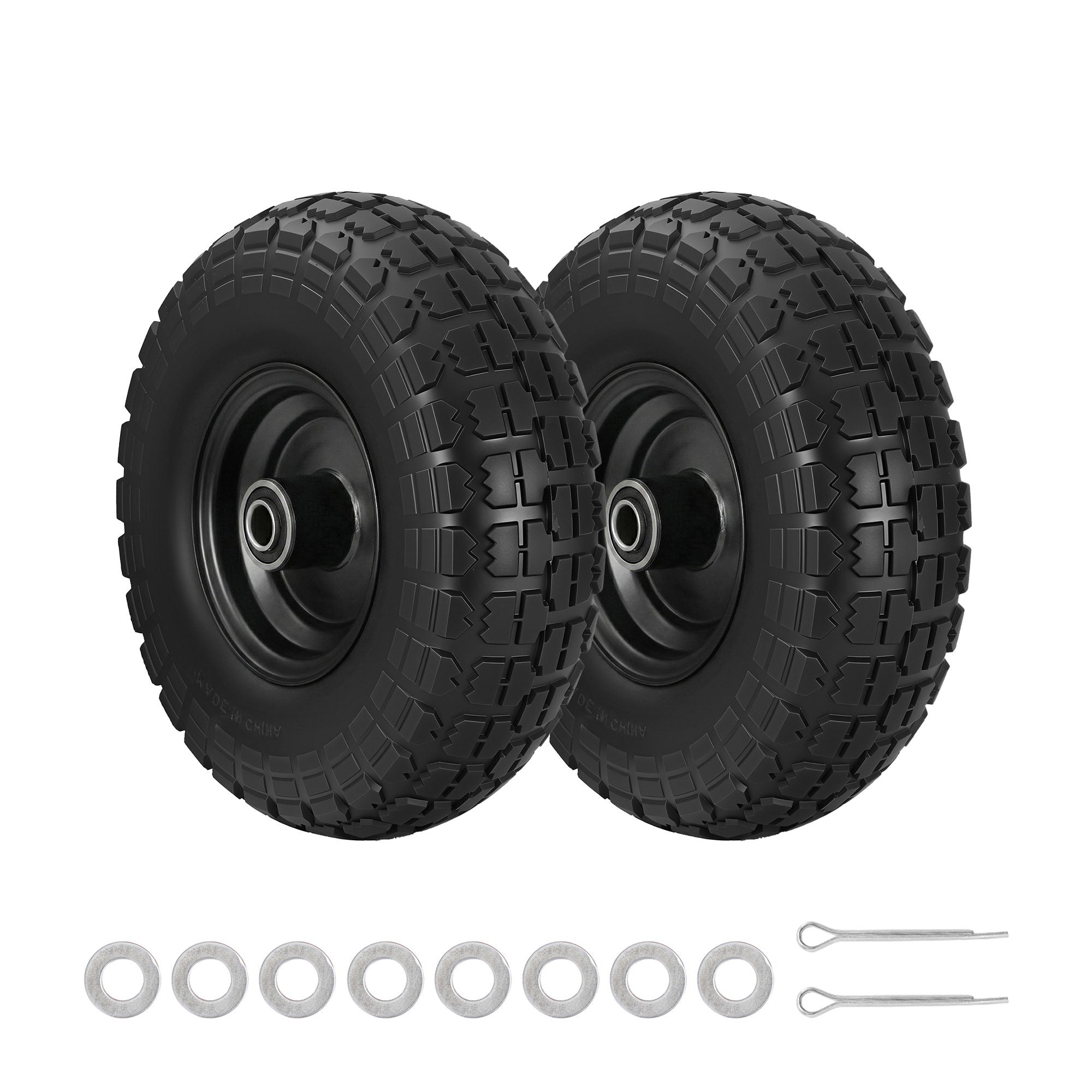 Spreaders & Wheelbarrows: Gardeon 2pcs, 4.10/3.50-4 Tire And Wheel Flat Free, 26cm Solid Rubber Tires with 5/8 Axle Bore Hole And Double Sealed Bearings, Perfect for Wheelbarrow, Garden Cart, Wagon, Dolly