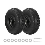 Spreaders & Wheelbarrows: Gardeon 2pcs, 4.10/3.50-4 Tire And Wheel Flat Free, 26cm Solid Rubber Tires with 5/8 Axle Bore Hole And Double Sealed Bearings, Perfect for Wheelbarrow, Garden Cart, Wagon, Dolly