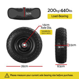 Spreaders & Wheelbarrows: Gardeon 2pcs, 4.10/3.50-4 Tire And Wheel Flat Free, 26cm Solid Rubber Tires with 5/8 Axle Bore Hole And Double Sealed Bearings, Perfect for Wheelbarrow, Garden Cart, Wagon, Dolly