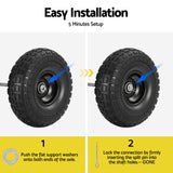 Spreaders & Wheelbarrows: Gardeon 2pcs, 4.10/3.50-4 Tire And Wheel Flat Free, 26cm Solid Rubber Tires with 5/8 Axle Bore Hole And Double Sealed Bearings, Perfect for Wheelbarrow, Garden Cart, Wagon, Dolly