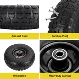 Spreaders & Wheelbarrows: Gardeon 2pcs, 4.10/3.50-4 Tire And Wheel Flat Free, 26cm Solid Rubber Tires with 5/8 Axle Bore Hole And Double Sealed Bearings, Perfect for Wheelbarrow, Garden Cart, Wagon, Dolly