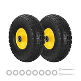 Spreaders & Wheelbarrows: Gardeon 2pcs, 4.10/3.50-4 Tire And Wheel Flat Free, 26cm Solid Rubber Tires with 5/8 Axle Bore Hole And Double Sealed Bearings, Perfect for Wheelbarrow, Garden Cart, Wagon, Dolly