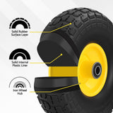 Spreaders & Wheelbarrows: Gardeon 2pcs, 4.10/3.50-4 Tire And Wheel Flat Free, 26cm Solid Rubber Tires with 5/8 Axle Bore Hole And Double Sealed Bearings, Perfect for Wheelbarrow, Garden Cart, Wagon, Dolly