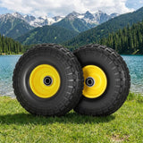Spreaders & Wheelbarrows: Gardeon 2pcs, 4.10/3.50-4 Tire And Wheel Flat Free, 26cm Solid Rubber Tires with 5/8 Axle Bore Hole And Double Sealed Bearings, Perfect for Wheelbarrow, Garden Cart, Wagon, Dolly