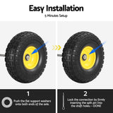 Spreaders & Wheelbarrows: Gardeon 2pcs, 4.10/3.50-4 Tire And Wheel Flat Free, 26cm Solid Rubber Tires with 5/8 Axle Bore Hole And Double Sealed Bearings, Perfect for Wheelbarrow, Garden Cart, Wagon, Dolly