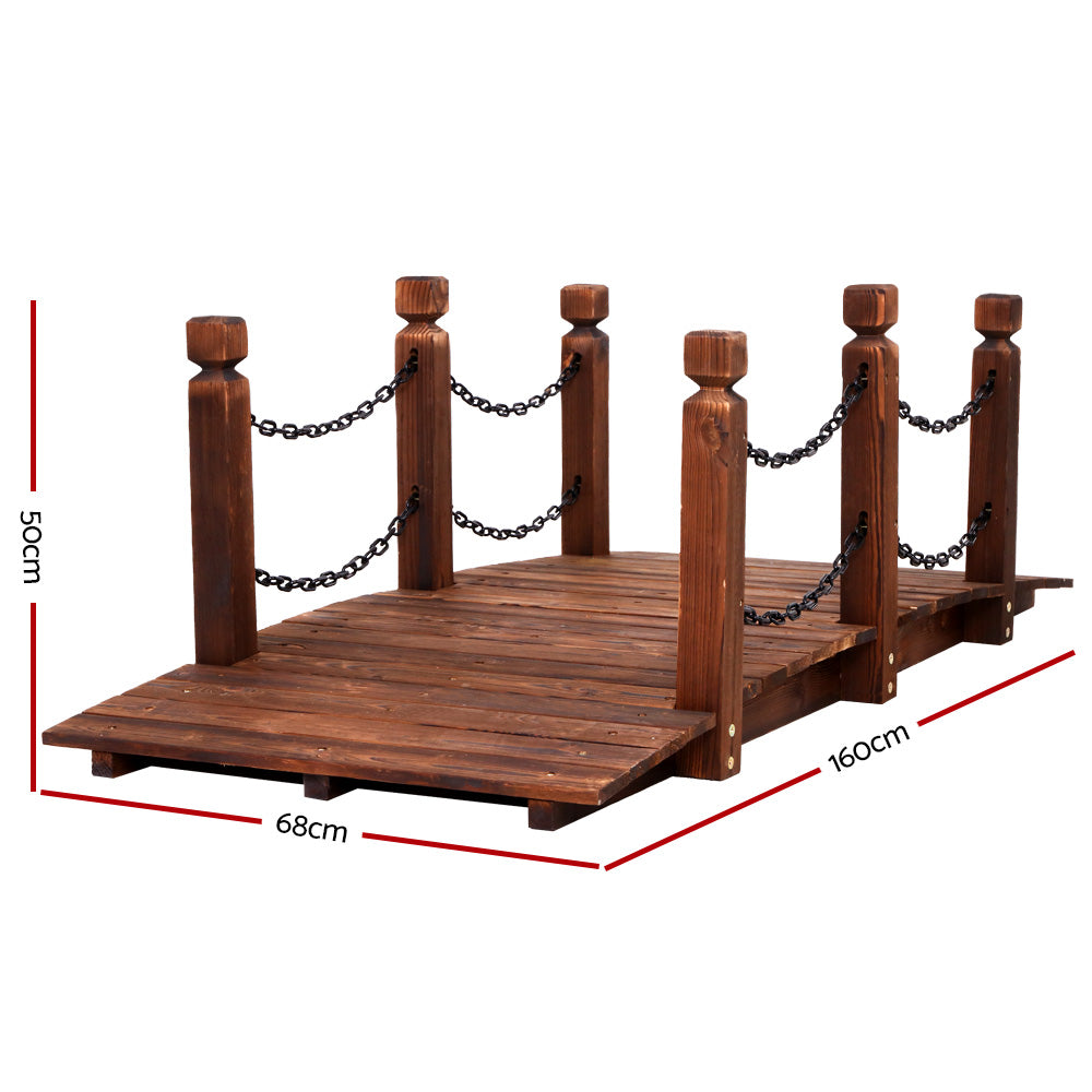 Garden Ornaments: Gardeon Garden Decor Outdoor Ornament Wooden Bridge Chain 160cm