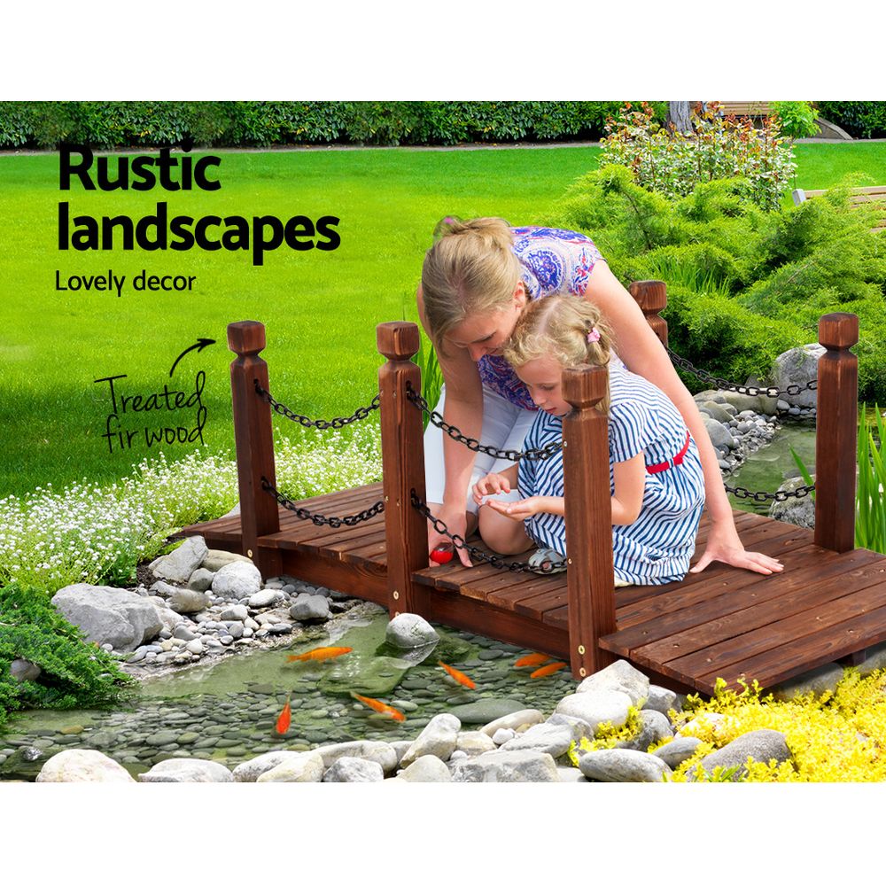 Garden Ornaments: Gardeon Garden Decor Outdoor Ornament Wooden Bridge Chain 160cm