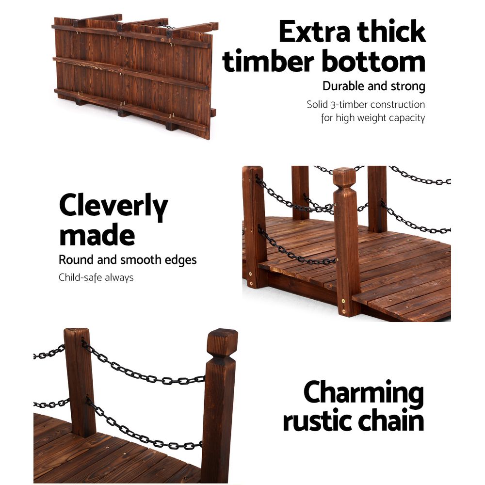 Garden Ornaments: Gardeon Garden Decor Outdoor Ornament Wooden Bridge Chain 160cm