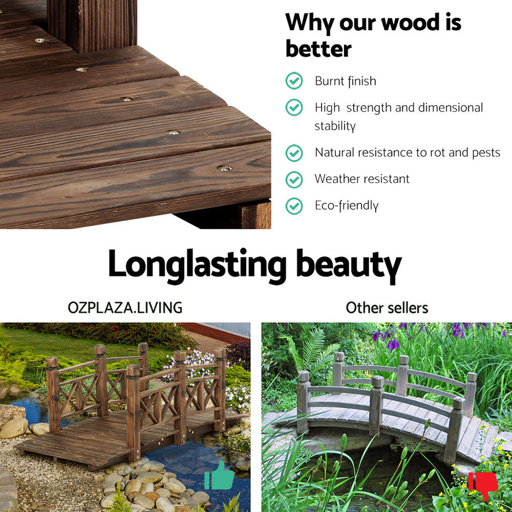 Garden Ornaments: Gardeon Garden Decor Outdoor Ornament Wooden Bridge 150cm