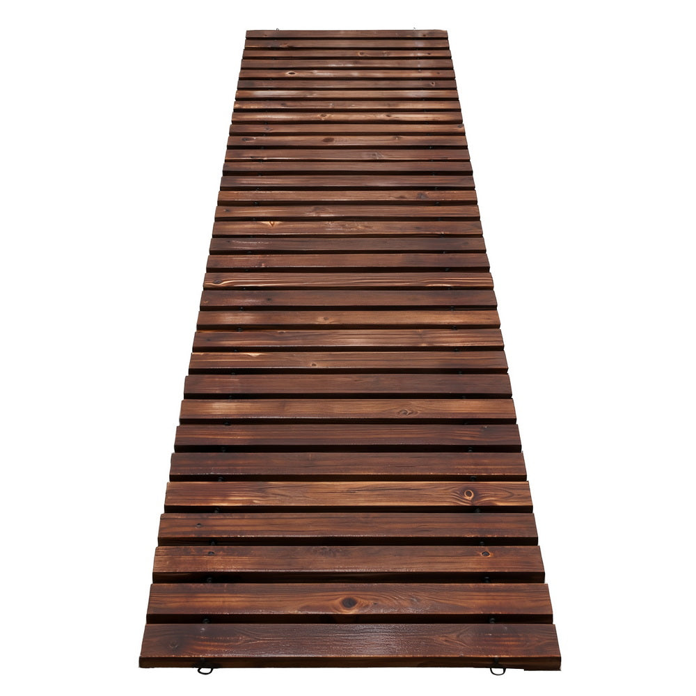 Garden Ornaments: Gardeon 8FT Wooden Garden Pathway Roll-Out Straight Walkway Outdoor Backyard Charcoal Brown
