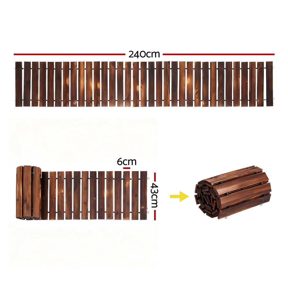 Garden Ornaments: Gardeon 8FT Wooden Garden Pathway Roll-Out Straight Walkway Outdoor Backyard Charcoal Brown