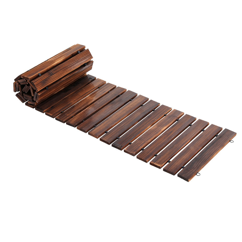 Garden Ornaments: Gardeon 8FT Wooden Garden Pathway Roll-Out Straight Walkway Outdoor Backyard Charcoal Brown