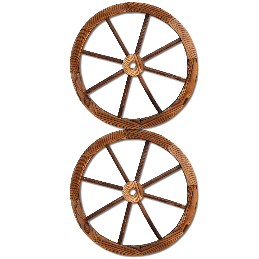Garden Ornaments: Gardeon Garden Decor Outdoor Ornament 2X Wooden Wagon Wheel