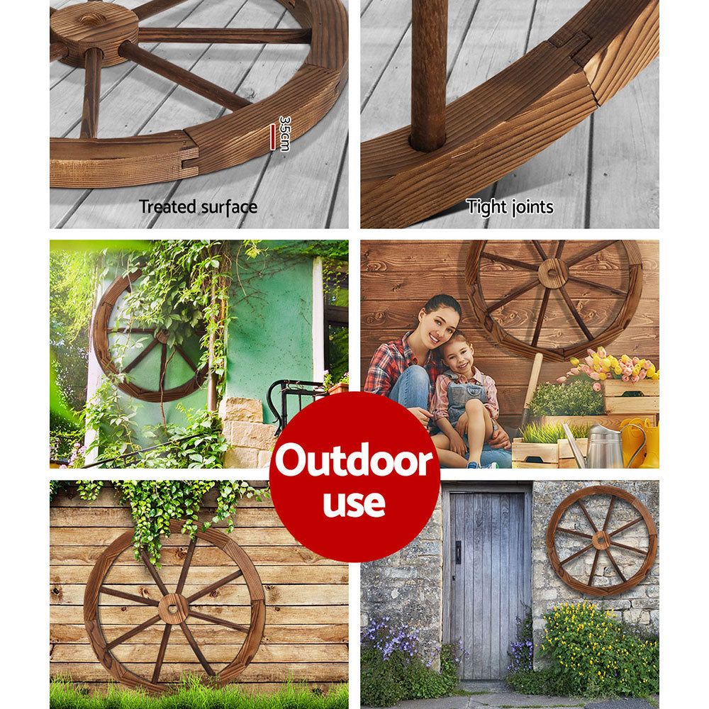 Garden Ornaments: Gardeon Garden Decor Outdoor Ornament 2X Wooden Wagon Wheel