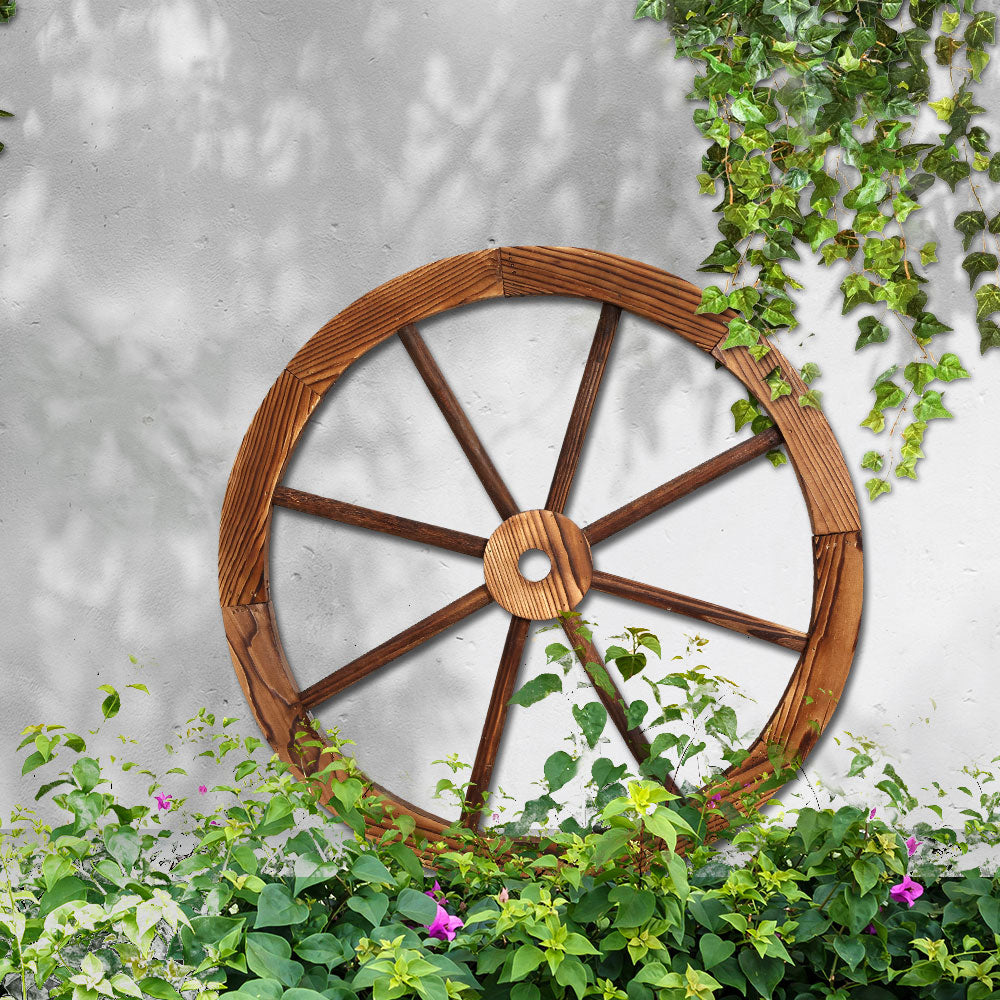 Garden Ornaments: Gardeon Garden Decor Outdoor Ornament Wooden Wagon Wheel