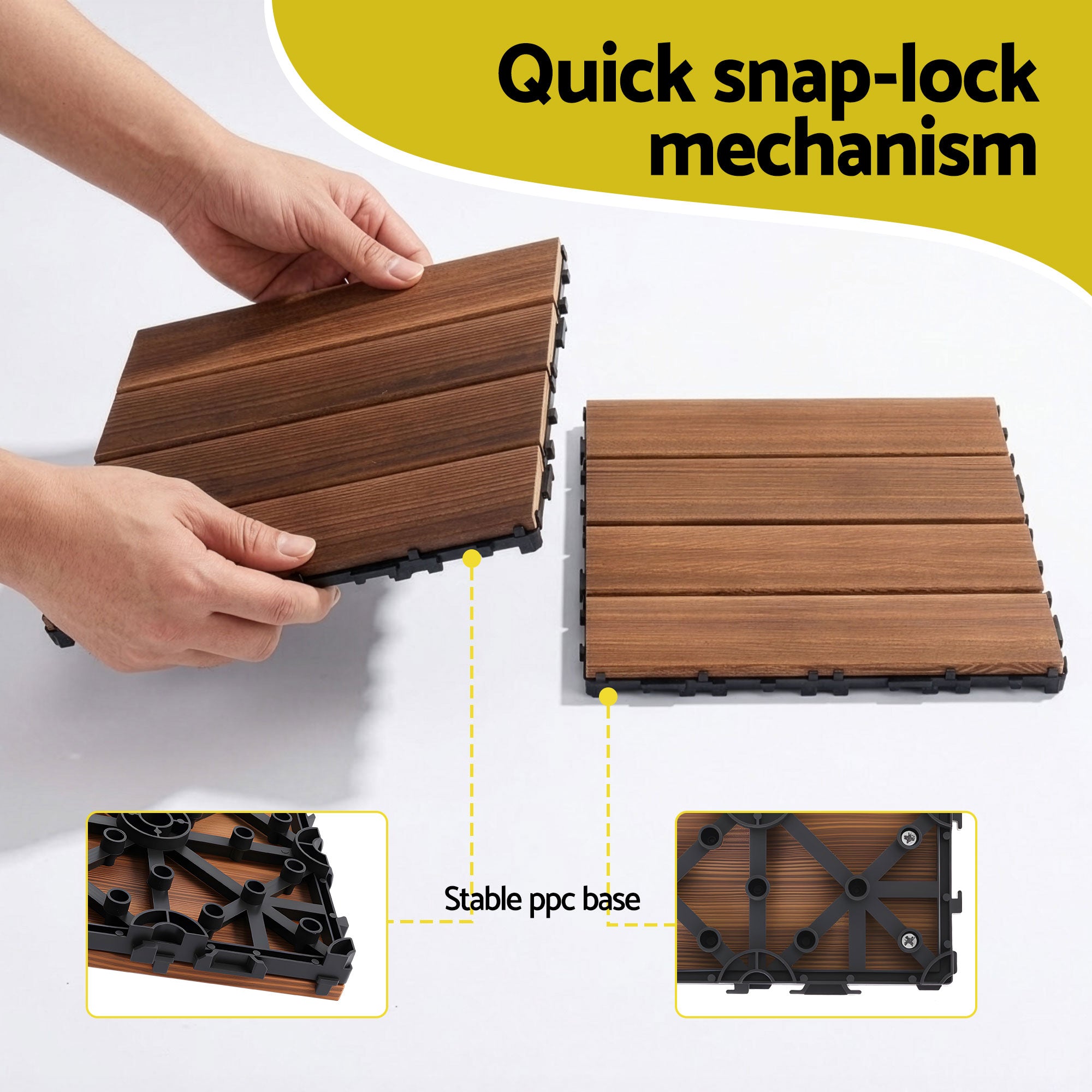 Gardeon 10PCS Wood Deck Tiles 30x30cm Interlocking Floor Tiles for Patio Balcony Garden