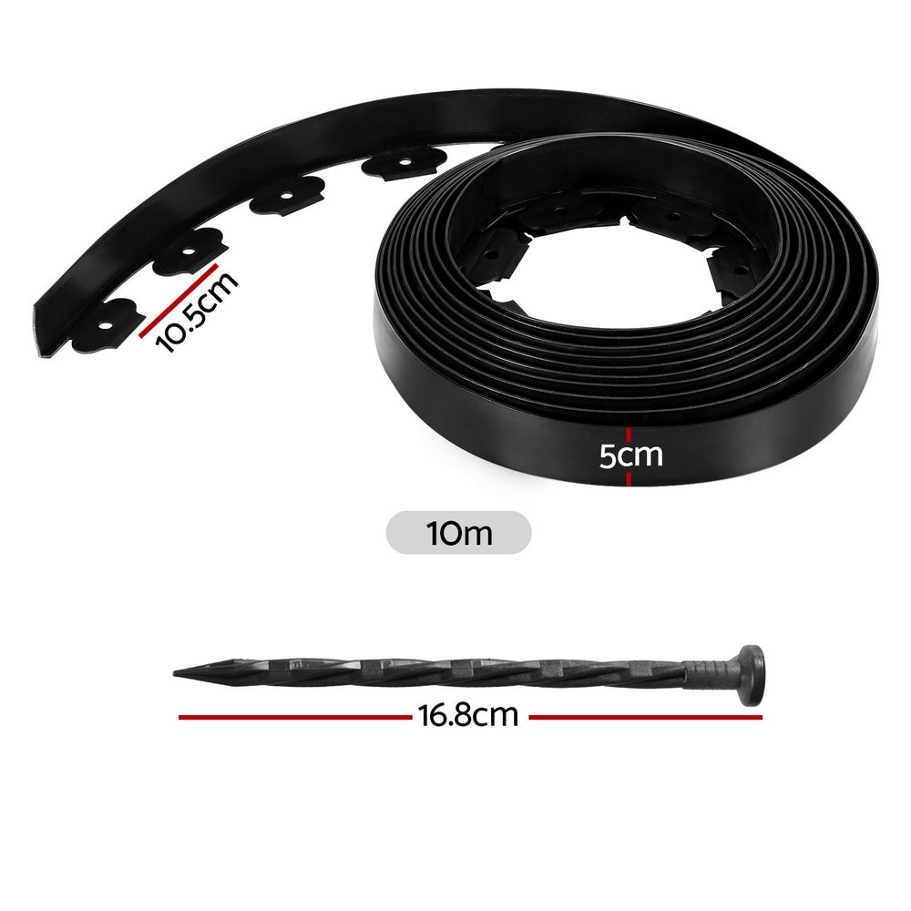 Greenhouses & Accessories: Green Fingers Garden Edging 5CM x 10M Border Support Landscape Edge Black X5