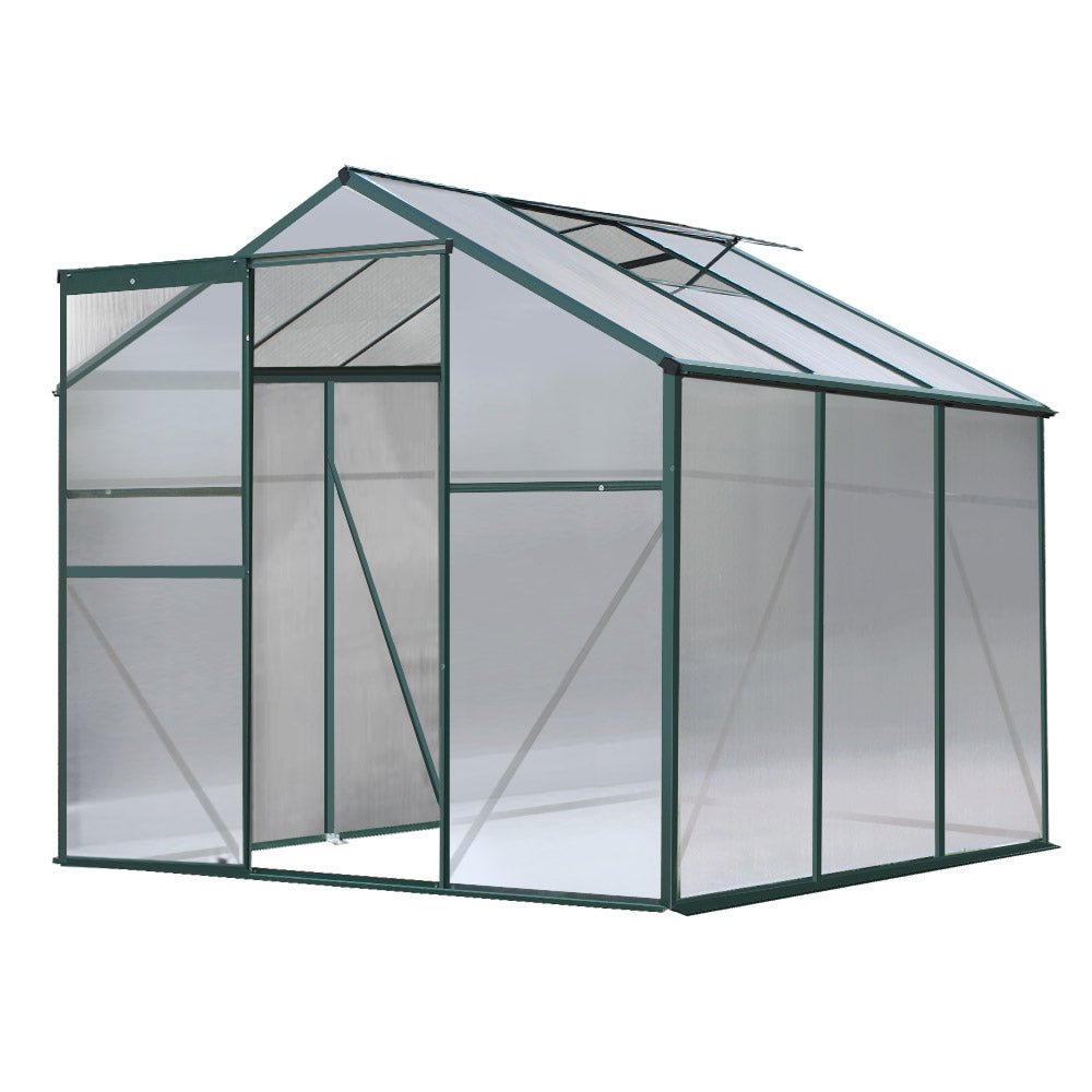 Greenhouses & Accessories: Green Fingers Greenhouse 1.9x1.9x1.83M Aluminium Polycarbonate Green House Garden Shed