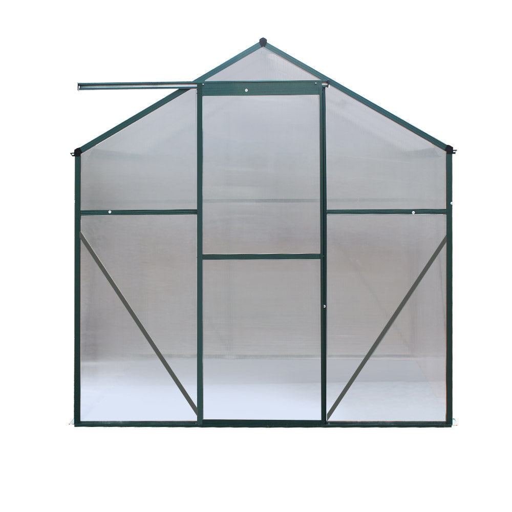 Greenhouses & Accessories: Green Fingers Greenhouse 1.9x1.9x1.83M Aluminium Polycarbonate Green House Garden Shed