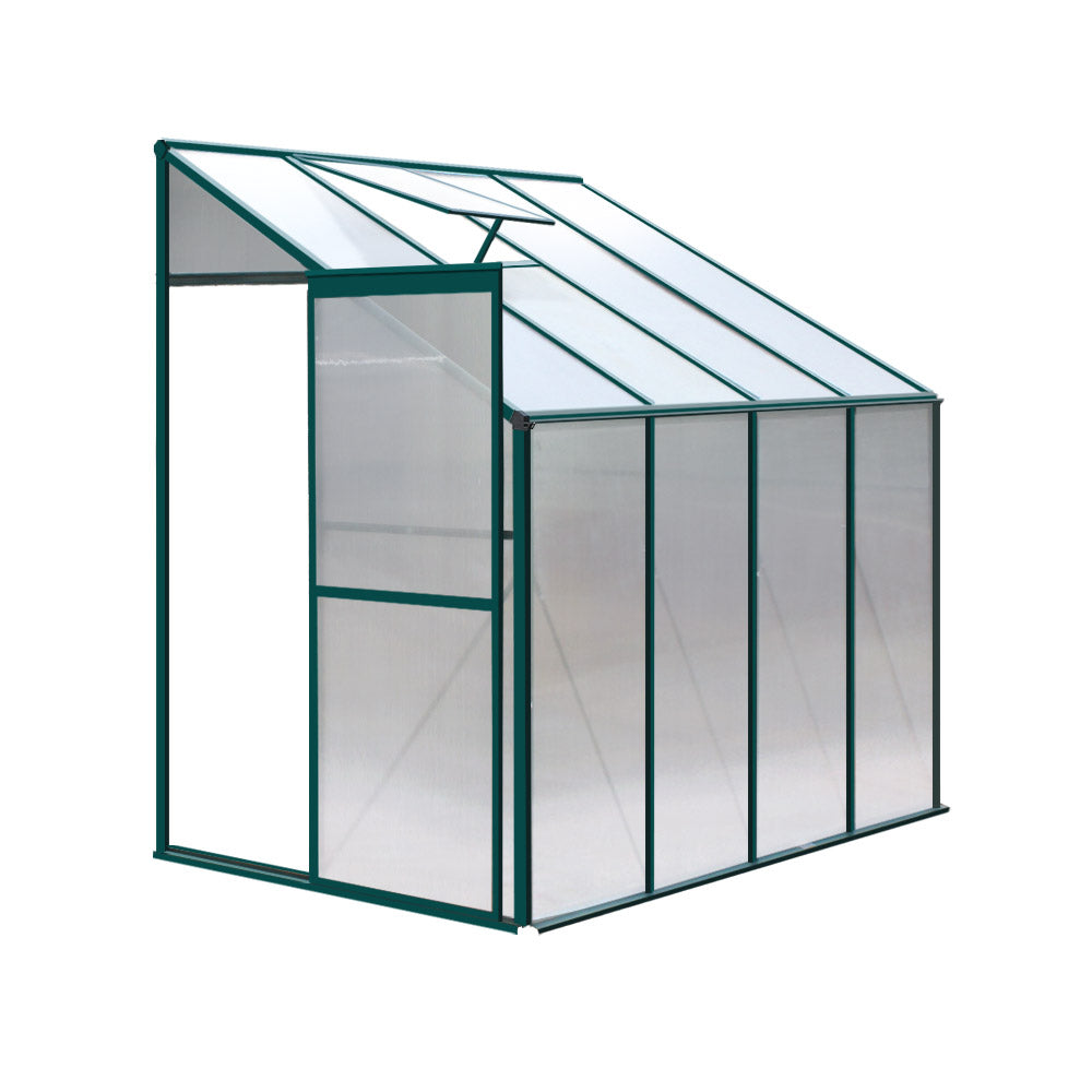 Greenhouses & Accessories: Green Fingers Greenhouse 2.52x1.27x2.13M Lean-to Aluminium Polycarbonate Green House Garden Shed