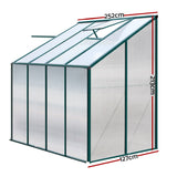 Green Fingers Greenhouse 2.52x1.27x2.13M Lean-to Aluminium Polycarbonate Green House Garden Shed