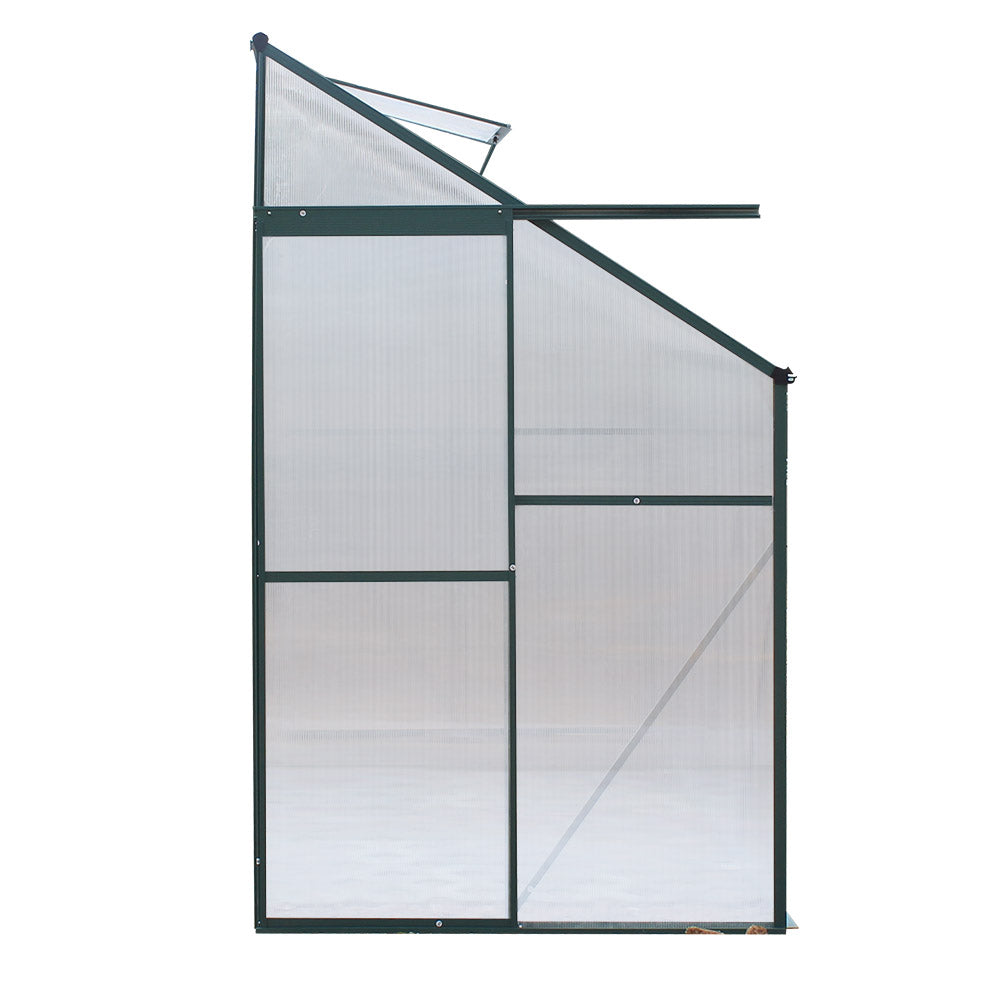 Greenhouses & Accessories: Green Fingers Greenhouse 2.52x1.27x2.13M Lean-to Aluminium Polycarbonate Green House Garden Shed