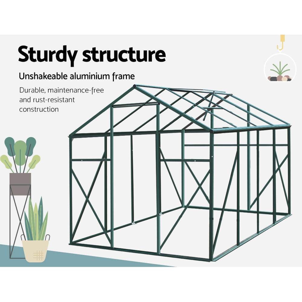 Greenhouses & Accessories: Green Fingers Greenhouse 2.52x1.9x1.83M Aluminium Polycarbonate Green House Garden Shed