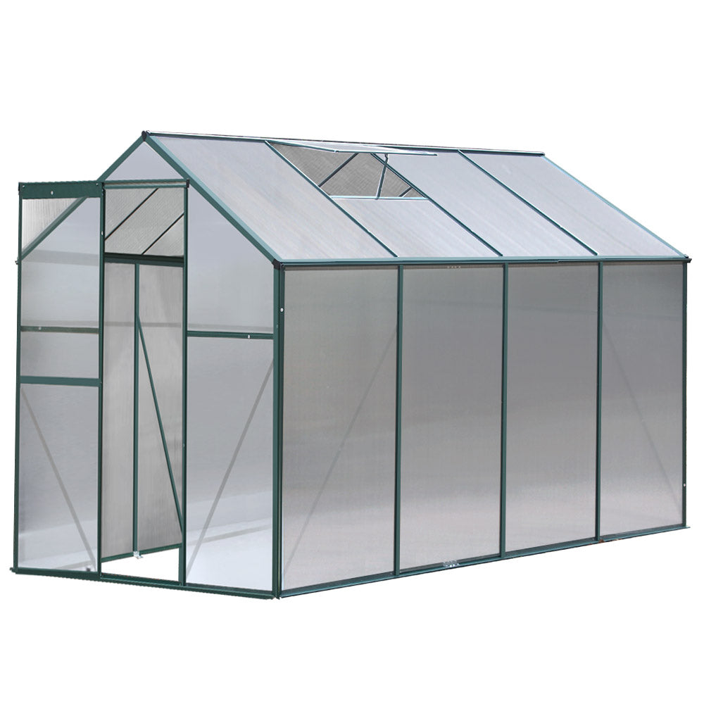 Greenhouses & Accessories: Green Fingers Greenhouse 2.52x1.9x1.83M Aluminium Polycarbonate Green House Garden Shed