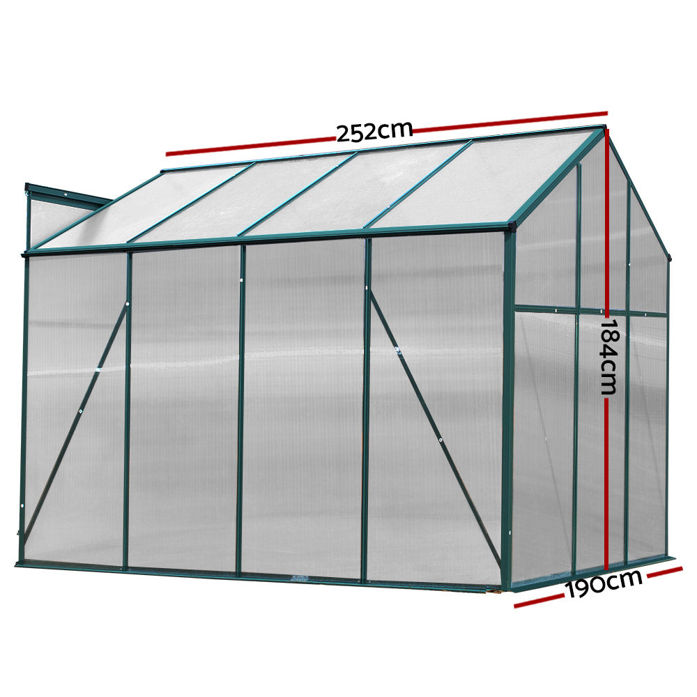 Greenhouses & Accessories: Green Fingers Greenhouse 2.52x1.9x1.83M Aluminium Polycarbonate Green House Garden Shed