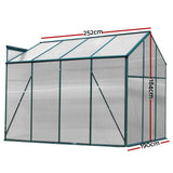 Green Fingers Greenhouse 2.52x1.9x1.83M Aluminium Polycarbonate Green House Garden Shed