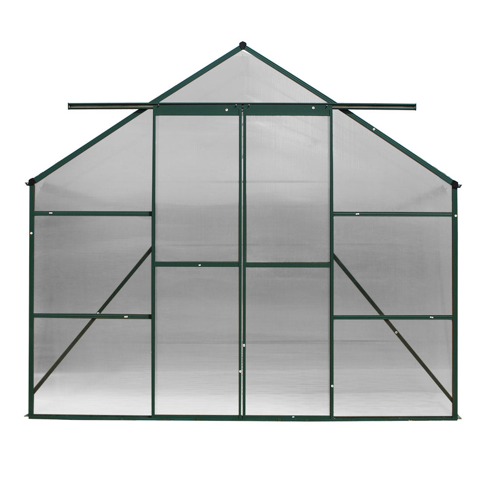 Greenhouses & Accessories: Green Fingers Greenhouse 4.43x2.44x2.15M Aluminium Polycarbonate Green House Garden Shed
