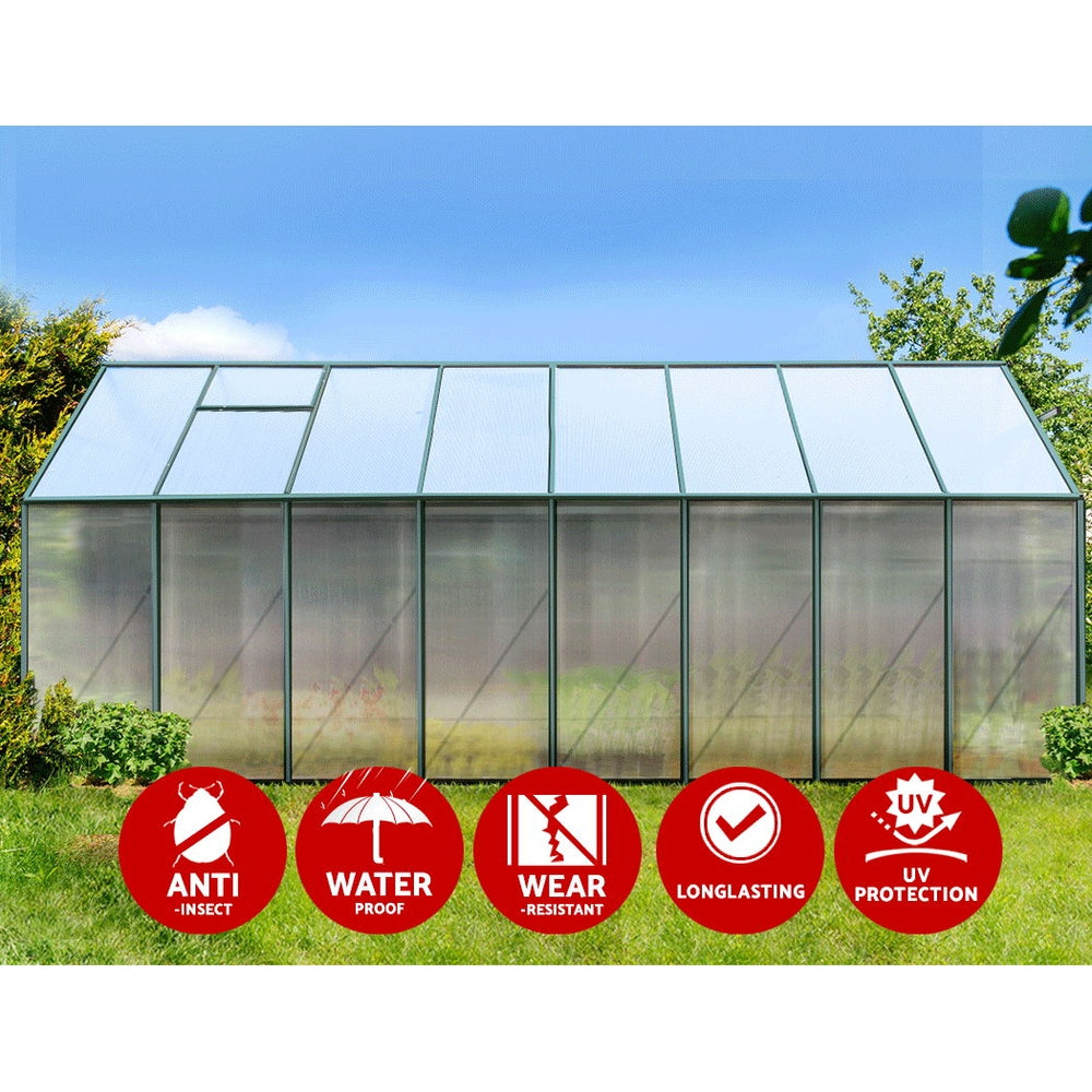 Greenhouses & Accessories: Green Fingers Greenhouse 5.1x2.44x2.1M Aluminium Polycarbonate Green House Garden Shed